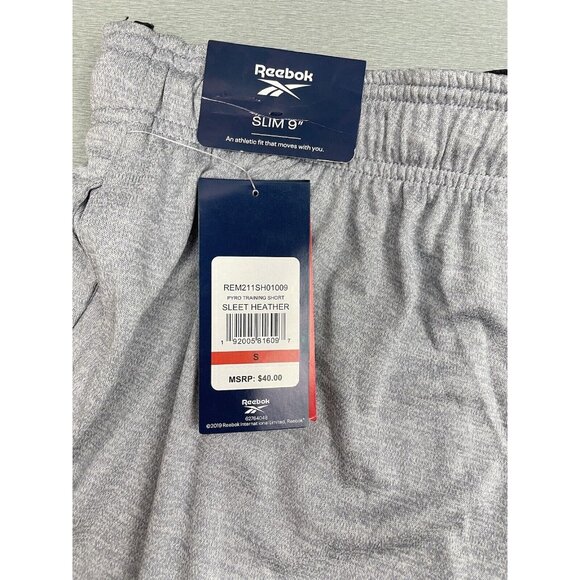 Reebok Pyro Training Shorts Slim 9” Men’s Small Sleet Heather  Light Gray Color - Picture 3 of 11
